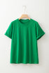 Soft Stretch Solid Crew Neck Rolled Cuff Relaxed Tee